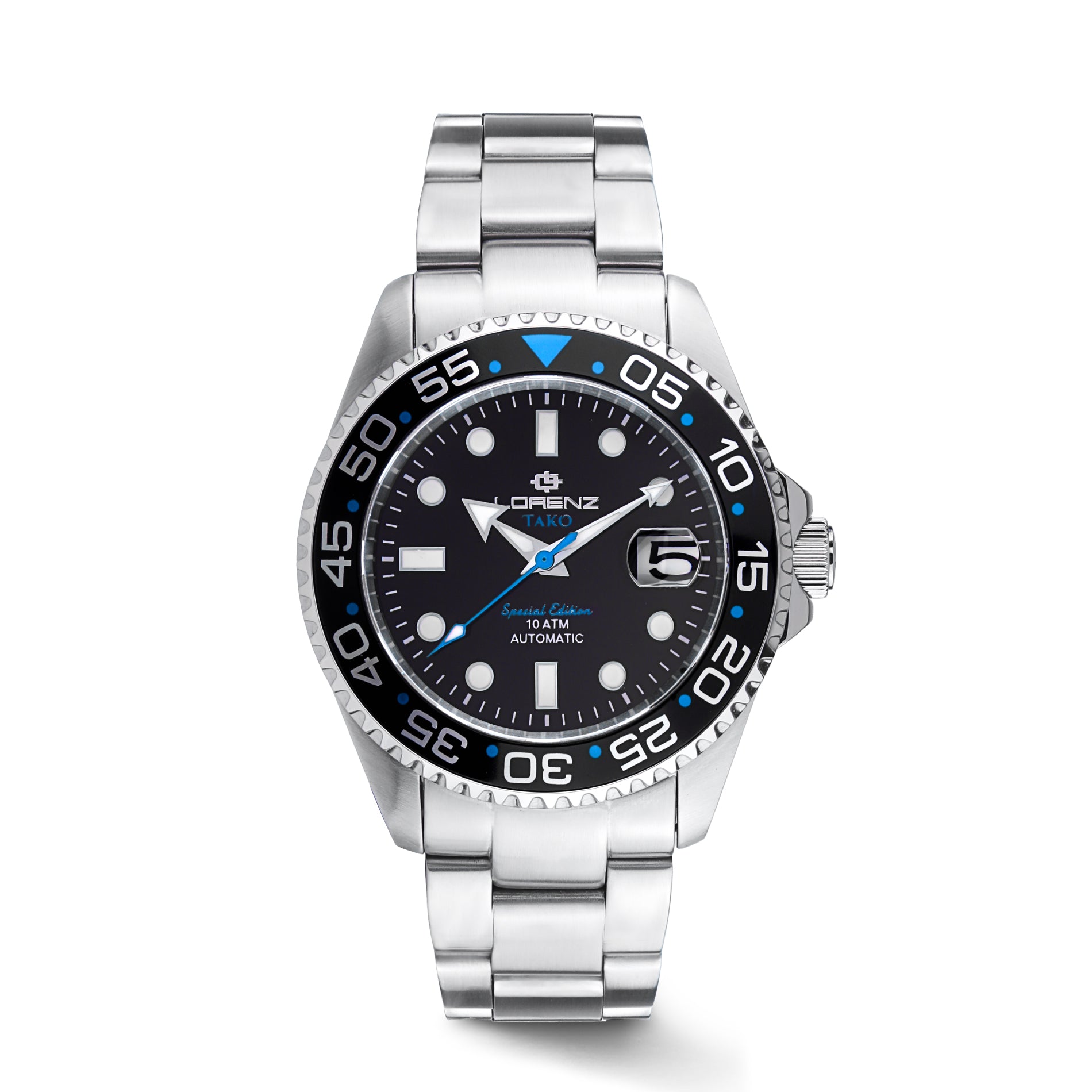 OROLOGIO LORENZ TAKO Blu 030254MM Watch Automatico Acciaio Diver Uomo 43m Nuovo EUR 237,41 - IT